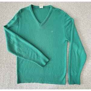 Pierre Cardin Vintage Long Sleeve Jumper Sweater - Teal- Men's Large V Neck